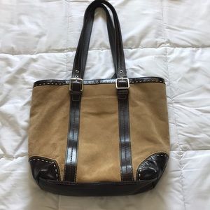 Coach Suede dark brown/camel color shoulder bag